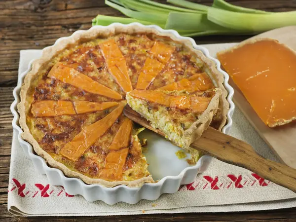 Flamiche aux poireaux et à la Mimolette