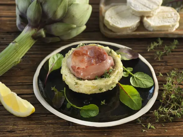 Fonds d'artichauts au Rocamadour rôtis